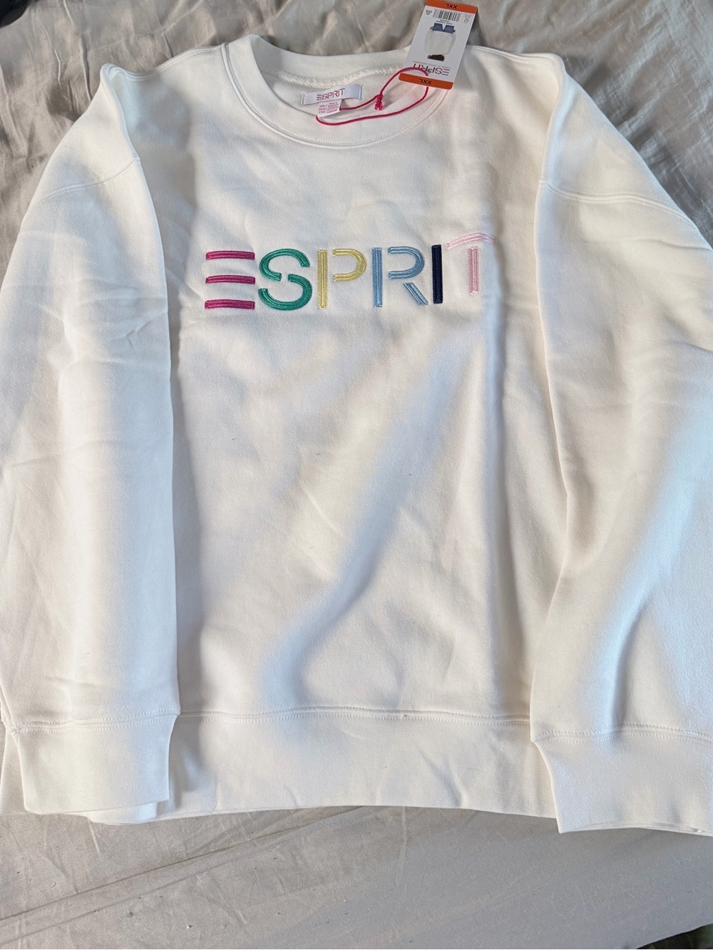 BNWT Esprit White Sweatshirt with Logo Embroidery